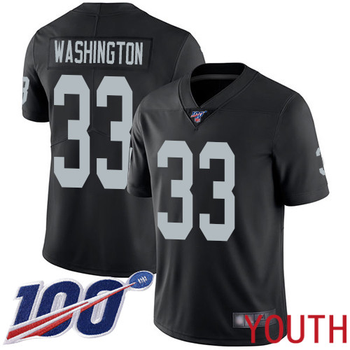 Oakland Raiders Limited Black Youth DeAndre Washington Home Jersey NFL Football #33 100th Jersey